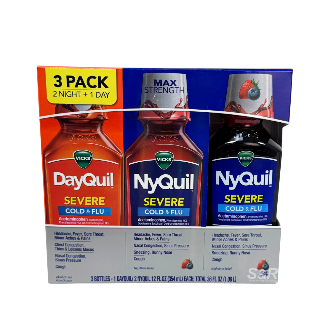 Vicks DayQuil + NyQuil 3 Pack Cold & Flu Medicine